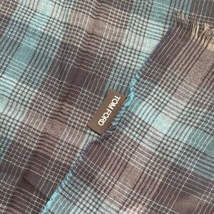 Tom Ford Checkered Scarf in Blue and Black
